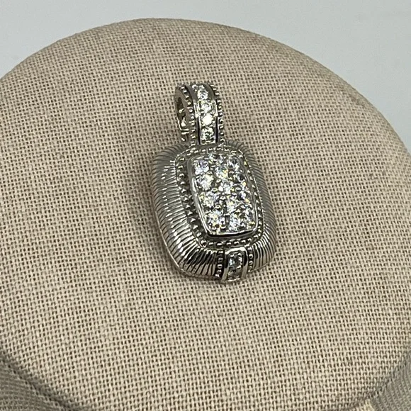 Vintage Judith Ripka Sterling Silver CZ Cluster Enhancer Pendant